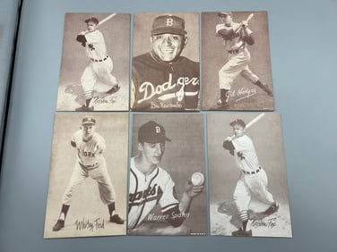 Reprint Dark Grey & White Back Exhibit Baseball Cards W/ Stars - Varying Conditions