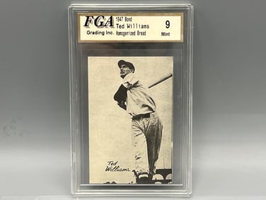 Circa 1947-1949 Ted Williams Bond Bread FGA Slabbed - Square Corner Version