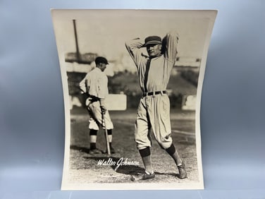 Vintage Walter Johnson Picture with name in white script - Measures approx 8x10 - Year of