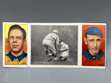 1912 T202 Hassan Triple Folder Harry Gaspar & John McLean - Carrigan Blocks His Man
