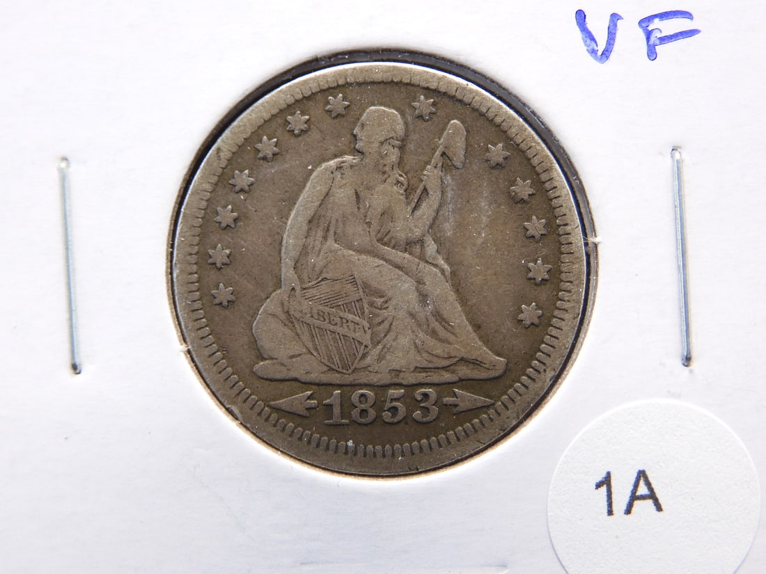 1853 Seated Quarter. VF. (1 of 3)