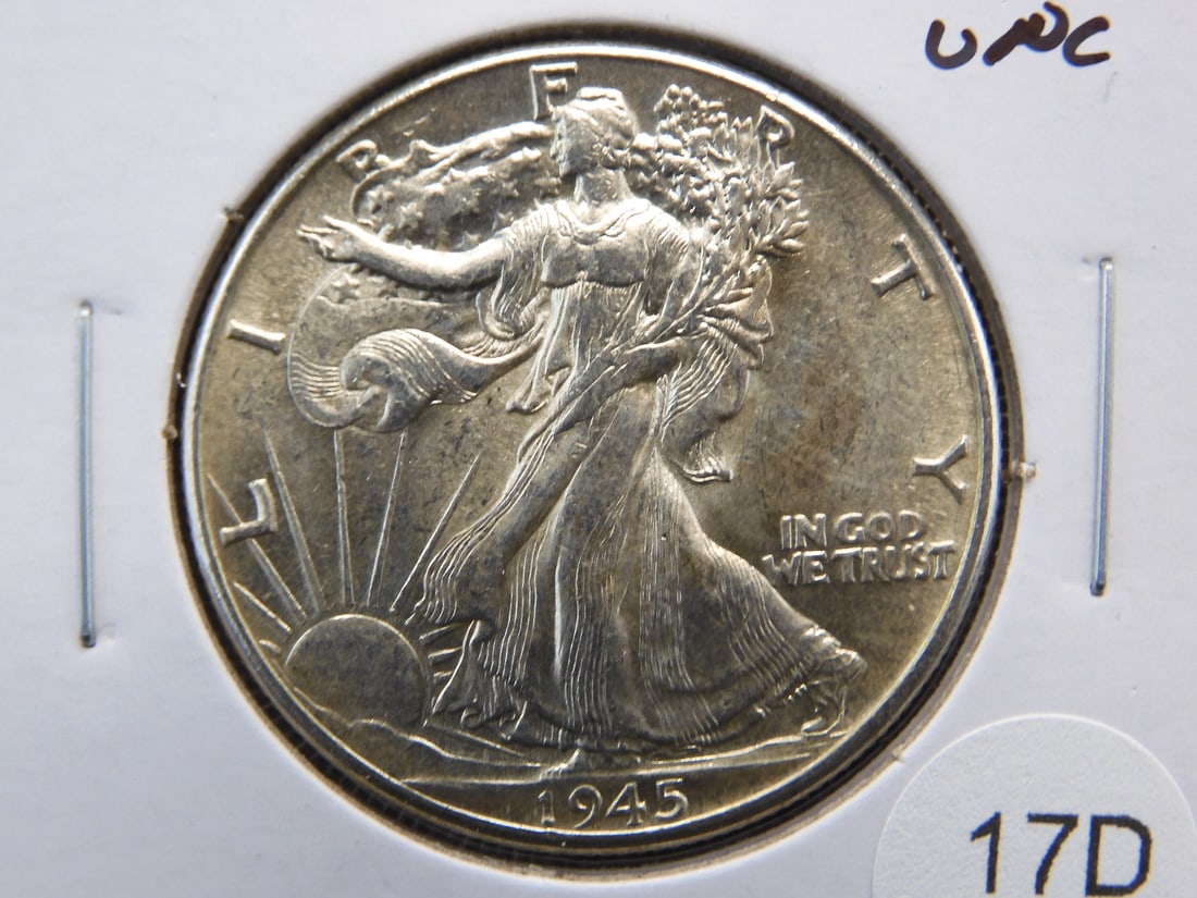 1945 Walking Liberty Half Dollar.  UNC. (1 of 3)