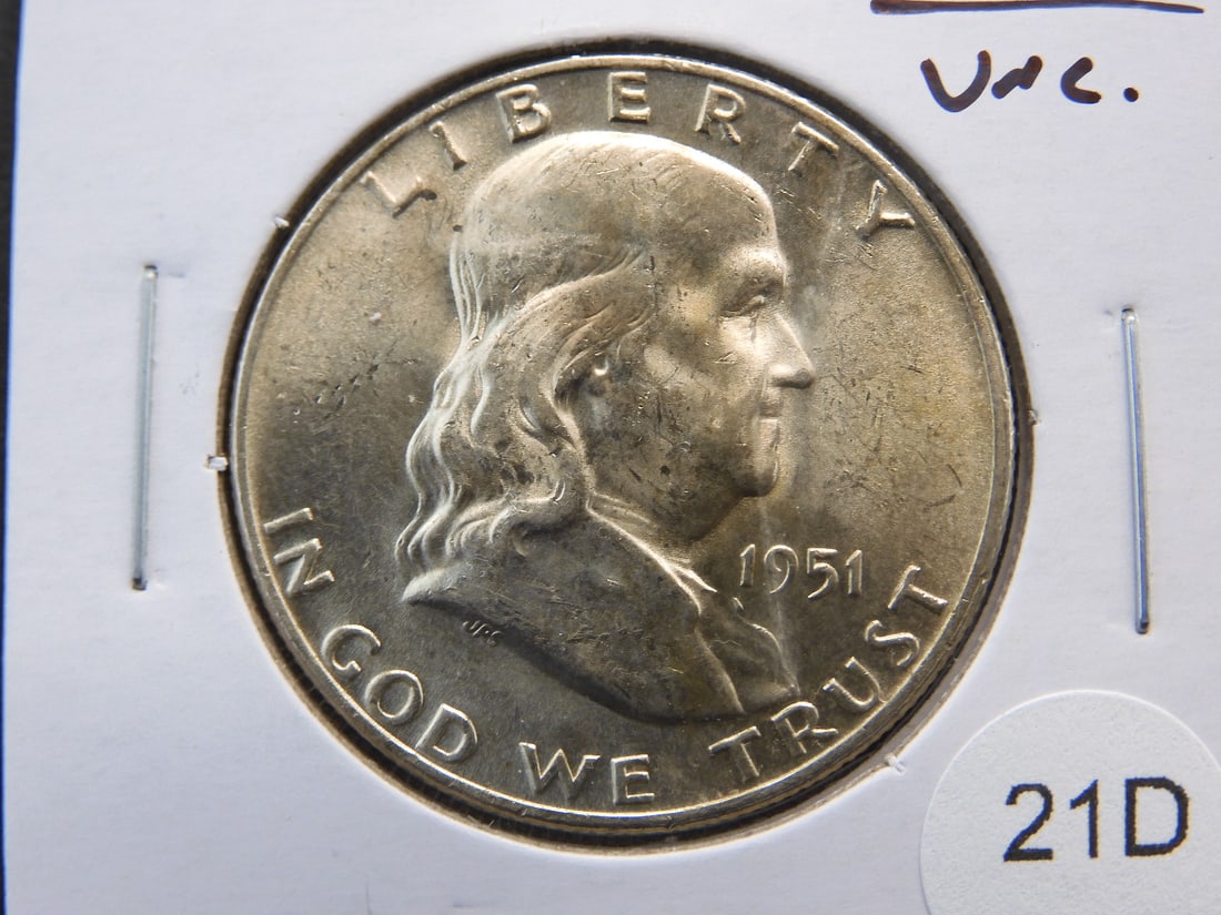 1951-D Franklin Half Dollar.  UNC. (1 of 3)