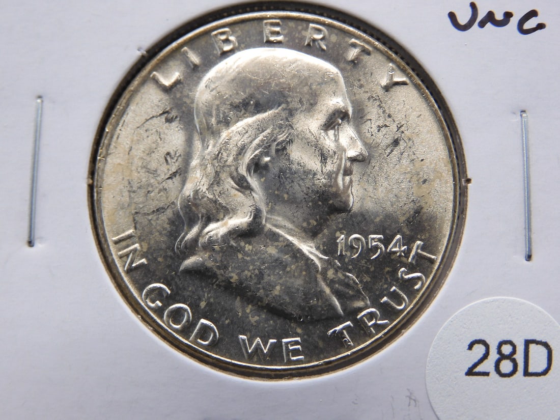 1954-D Franklin Half Dollar.  UNC. (1 of 3)