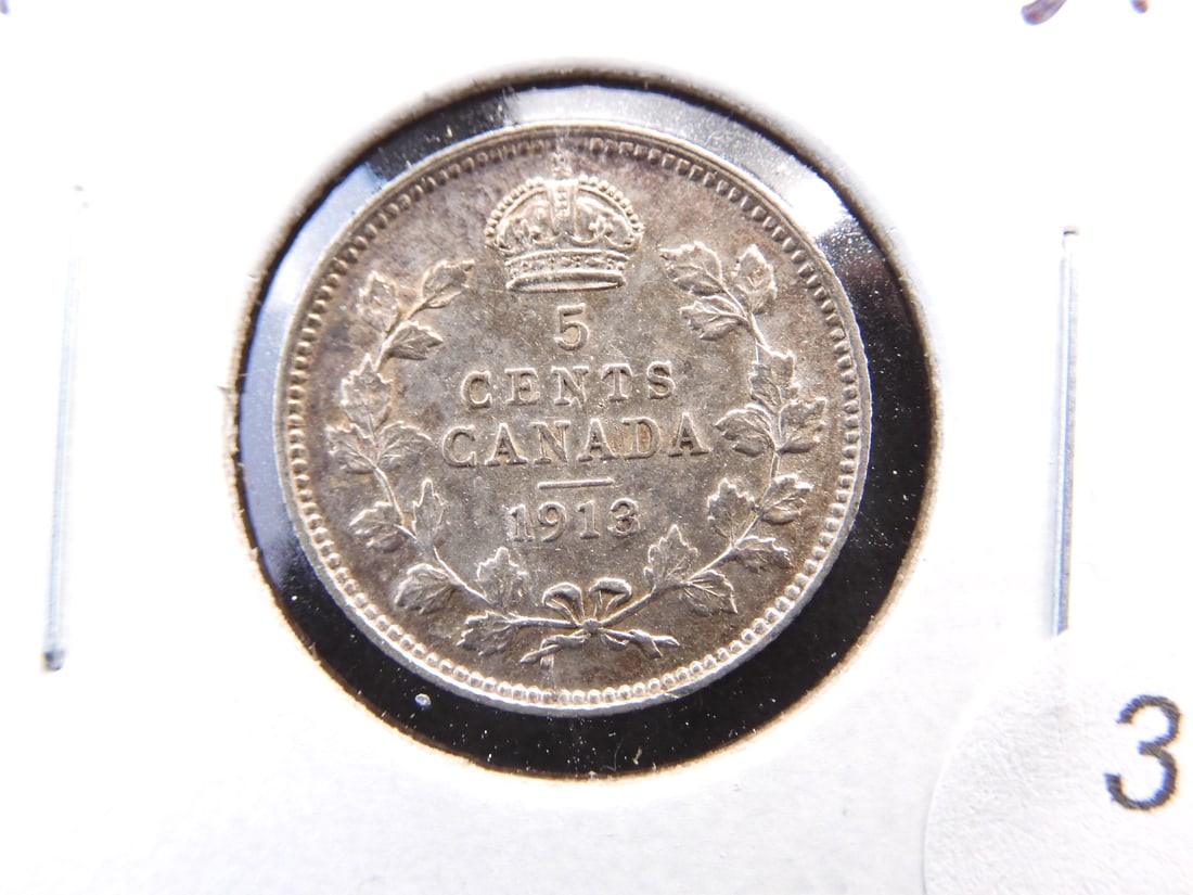 1913 Canada 5 Cents.  AU. (1 of 3)