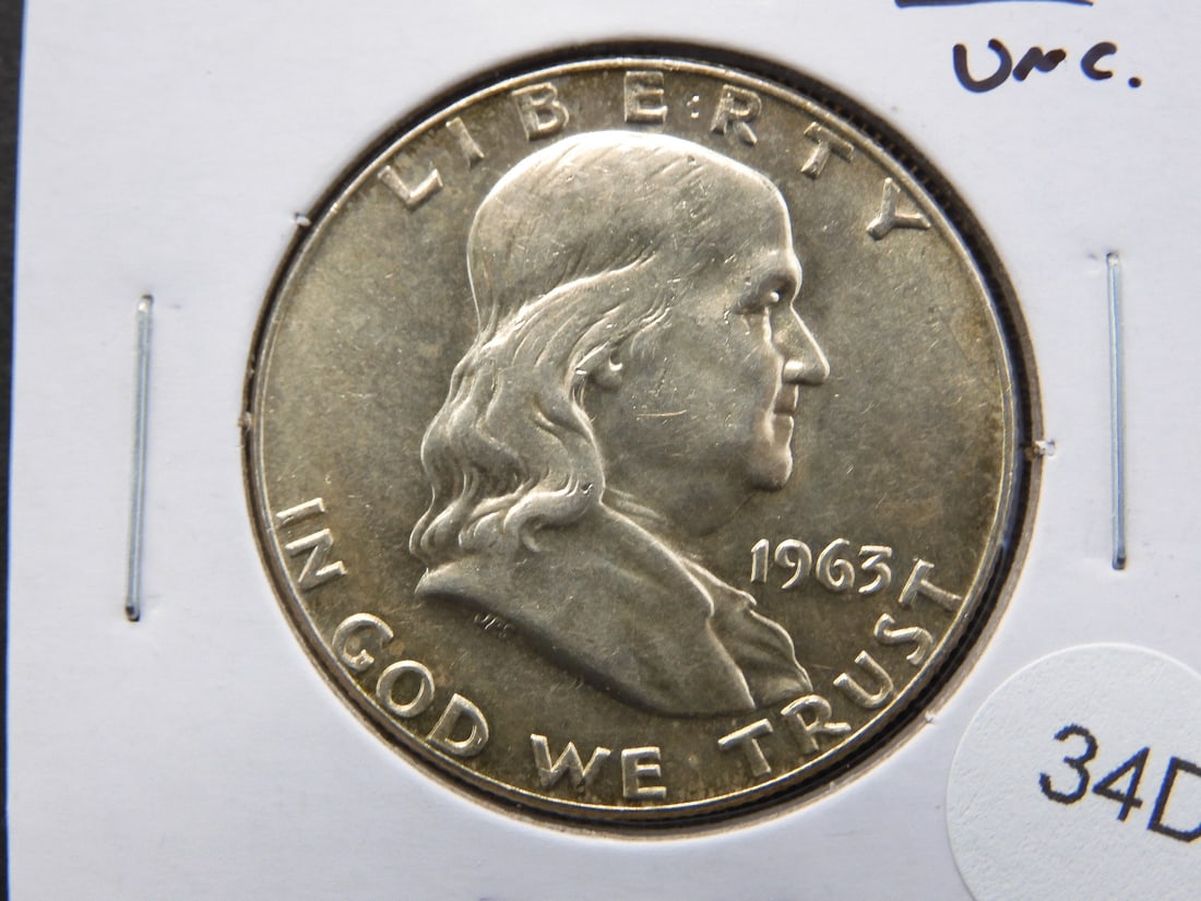 1963-D Franklin Half Dollar.  UNC. (1 of 3)