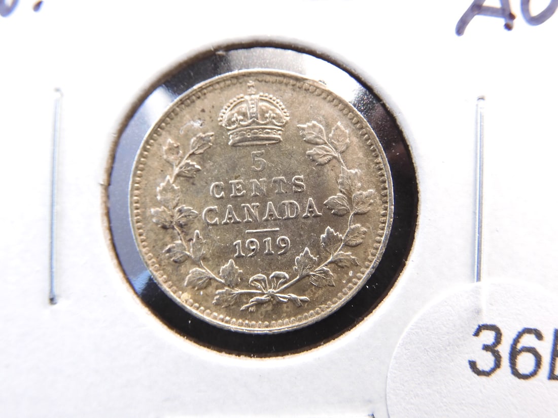 1919 Canada 5 Cents.  AU. (1 of 3)