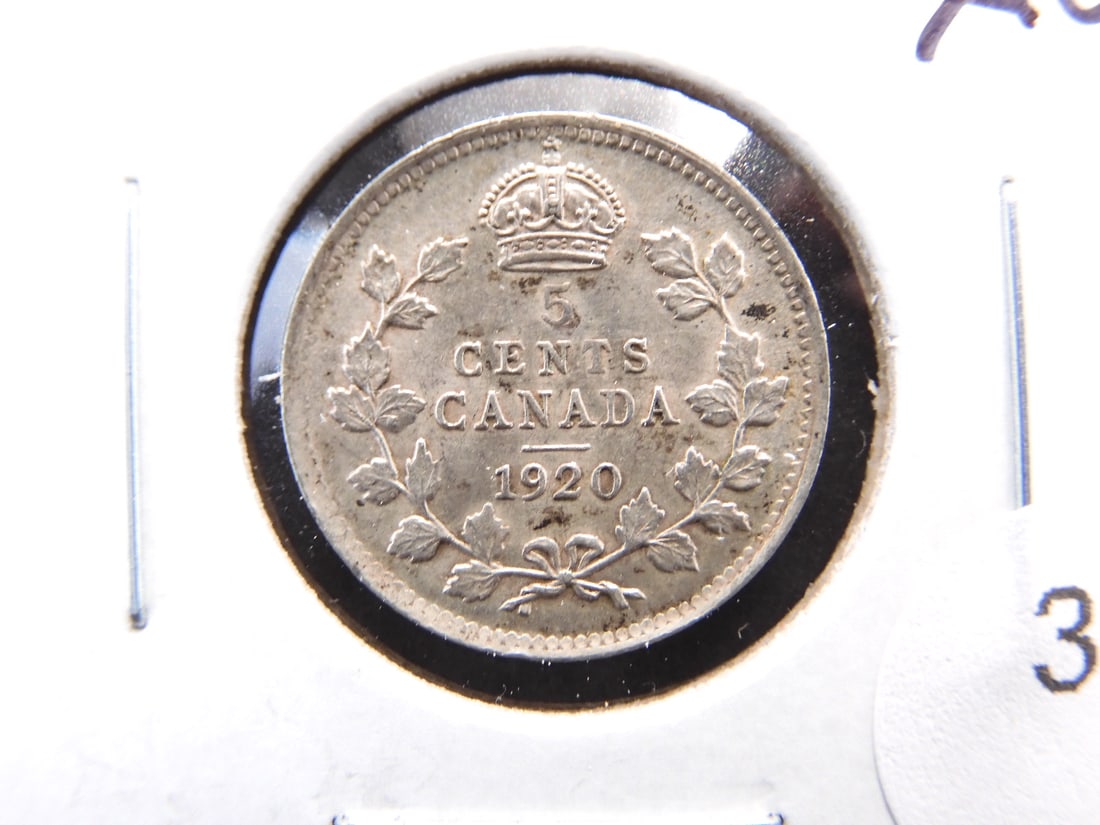 1920 Canada 5 Cents.  AU. (1 of 3)