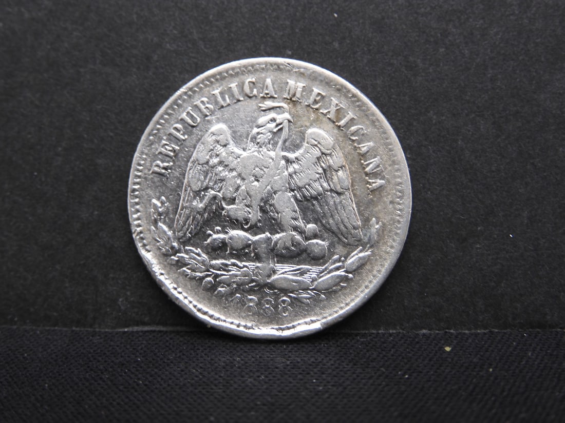 1888 Mexico 25 Centavos, 90% Silver (1 of 2)