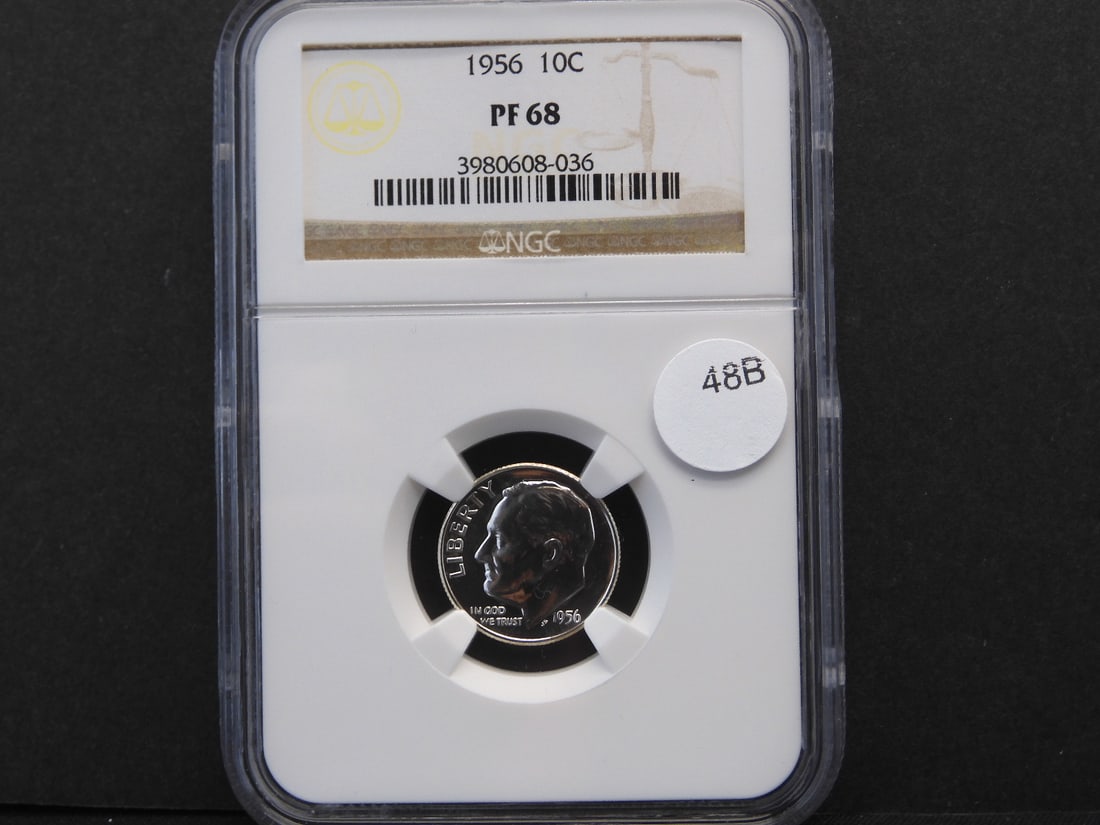 1956 Roosevelt Dime.  NGC PF 68. (1 of 3)