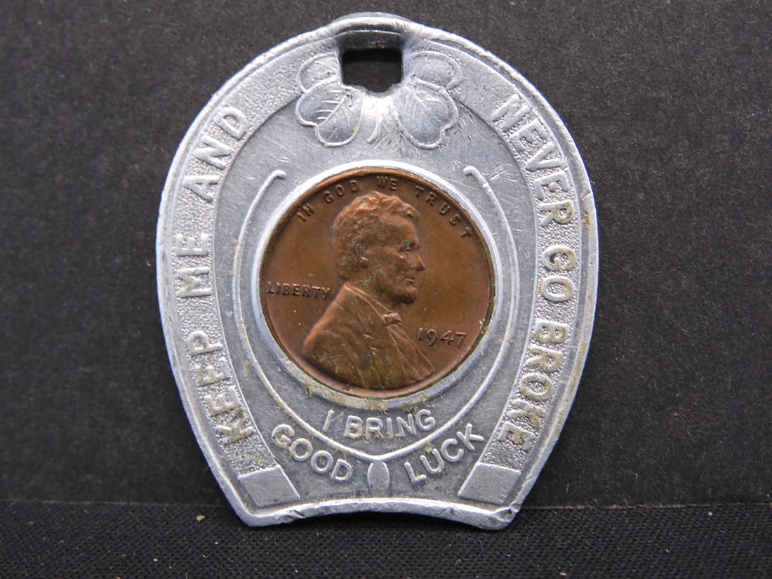 Encased Good Luck 1947 Wheat cent. Niagara Falls. (1 of 2)