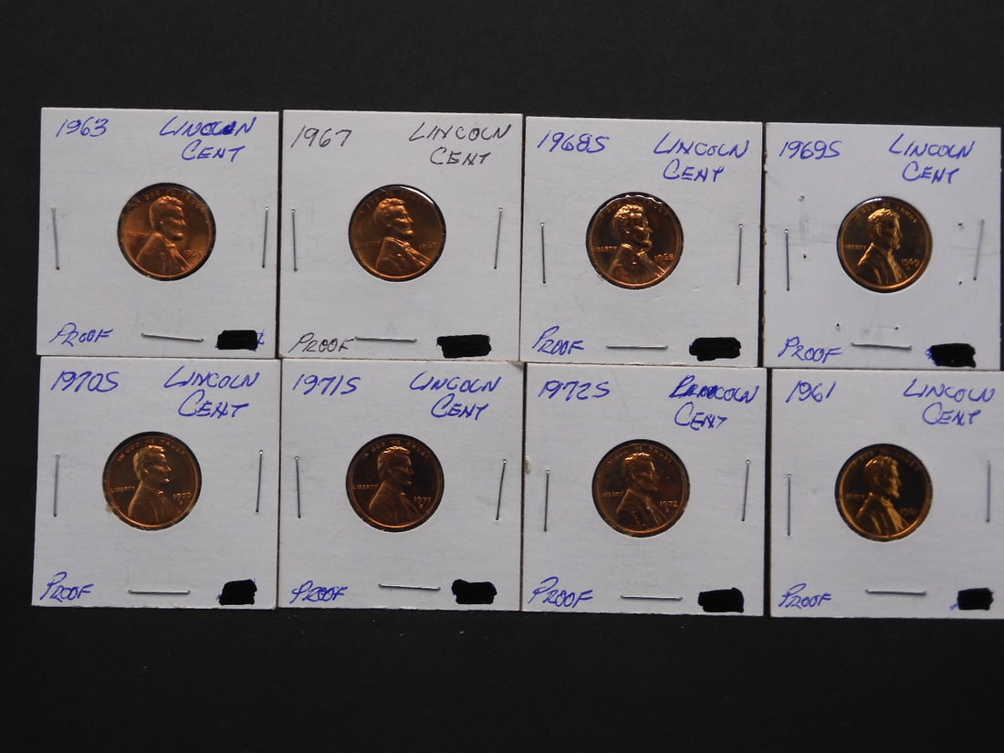 1961, 63, 68-S, 69-S, 70-S, 71-S, 72-S Proof &  67 SMS Lincoln Memorial Cents (1 of 5)