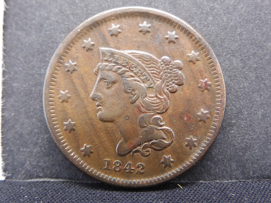 1842 Small Date US Large Cent: VF. (1 of 3)