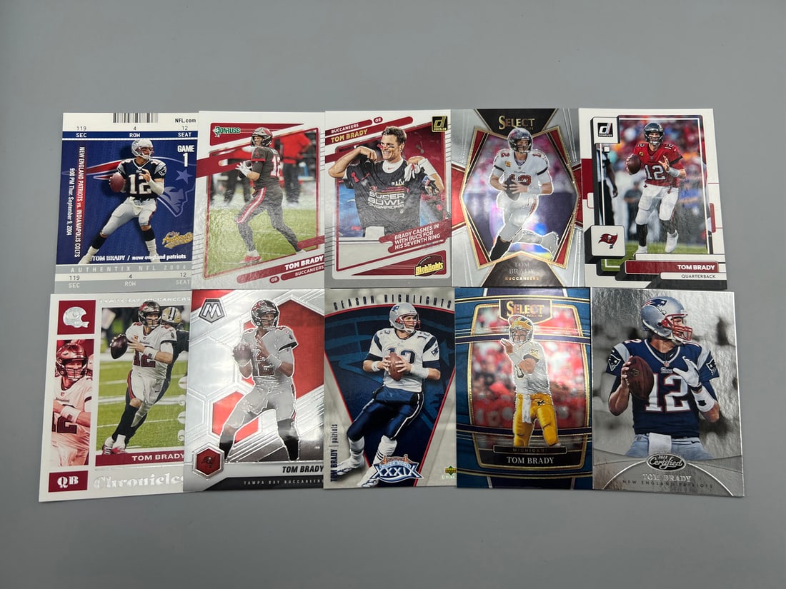 Lot of (10) Assorted Tom Brady Football Cards - Varying Conditions (1 of 2)