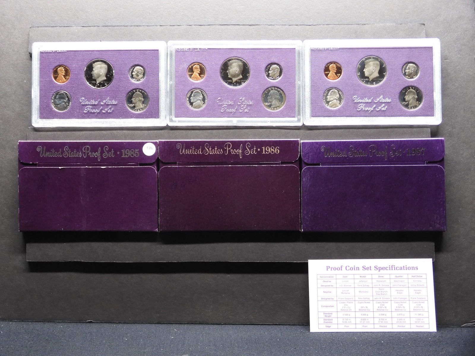 1985-S 1986-S 1987-S United States Proof Sets With Original Gov't Packaging & COA's.  15 Coins. (1 of 6)