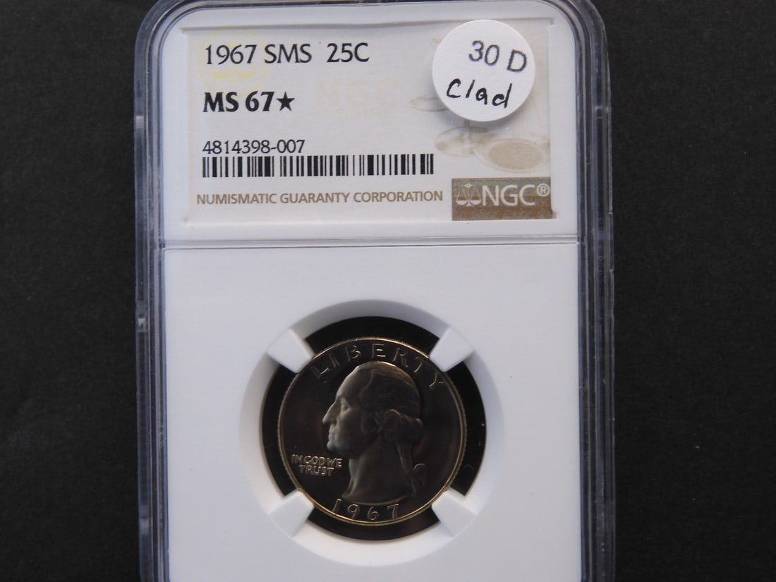 1967 SMS Clad Washington Quarter NGC Graded MS67* (1 of 3)