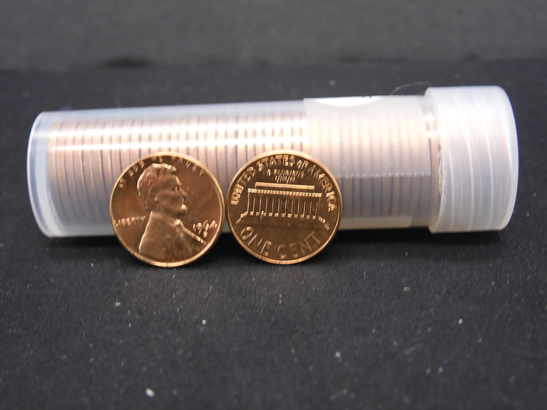 Tube of 1964-D Red UNC Copper Lincoln Memorial Cents: Tube of 1964-D Red UNC Copper Lincoln Memorial Cents