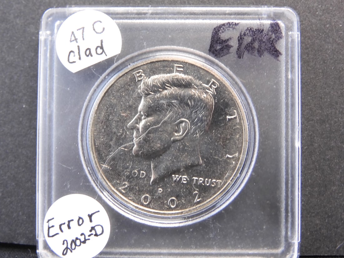 2002-D Clad Kennedy Half Dollar w/Error: 2002-D Clad Kennedy Half Dollar w/Error