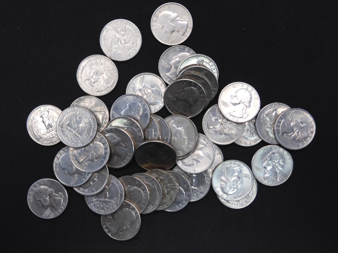Tube of 41 Mixed Date Clad Washington Quarters (1 of 3)