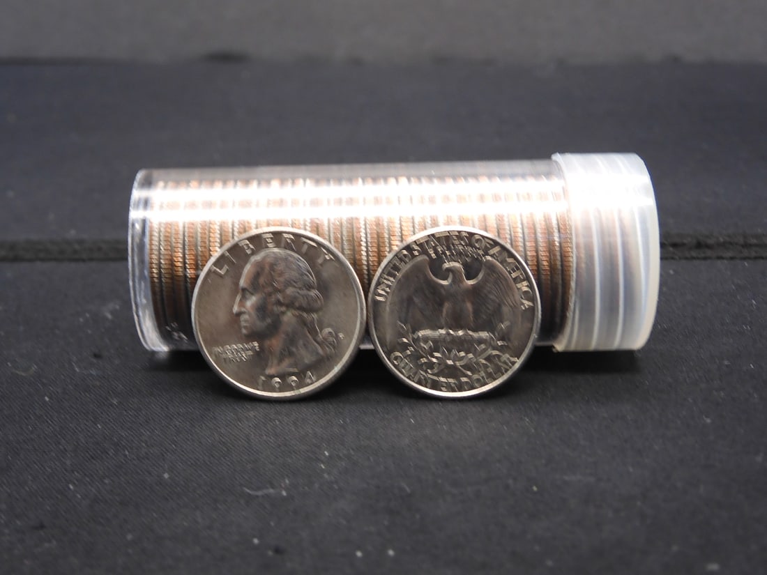 Tube of 42 1994 Clad Washington Quarters (1 of 2)