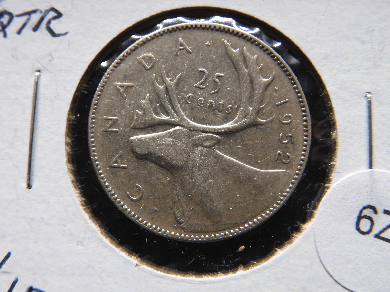 1952 Canada 80% "Silver" Quarter, "Low Relief" (1 of 3)