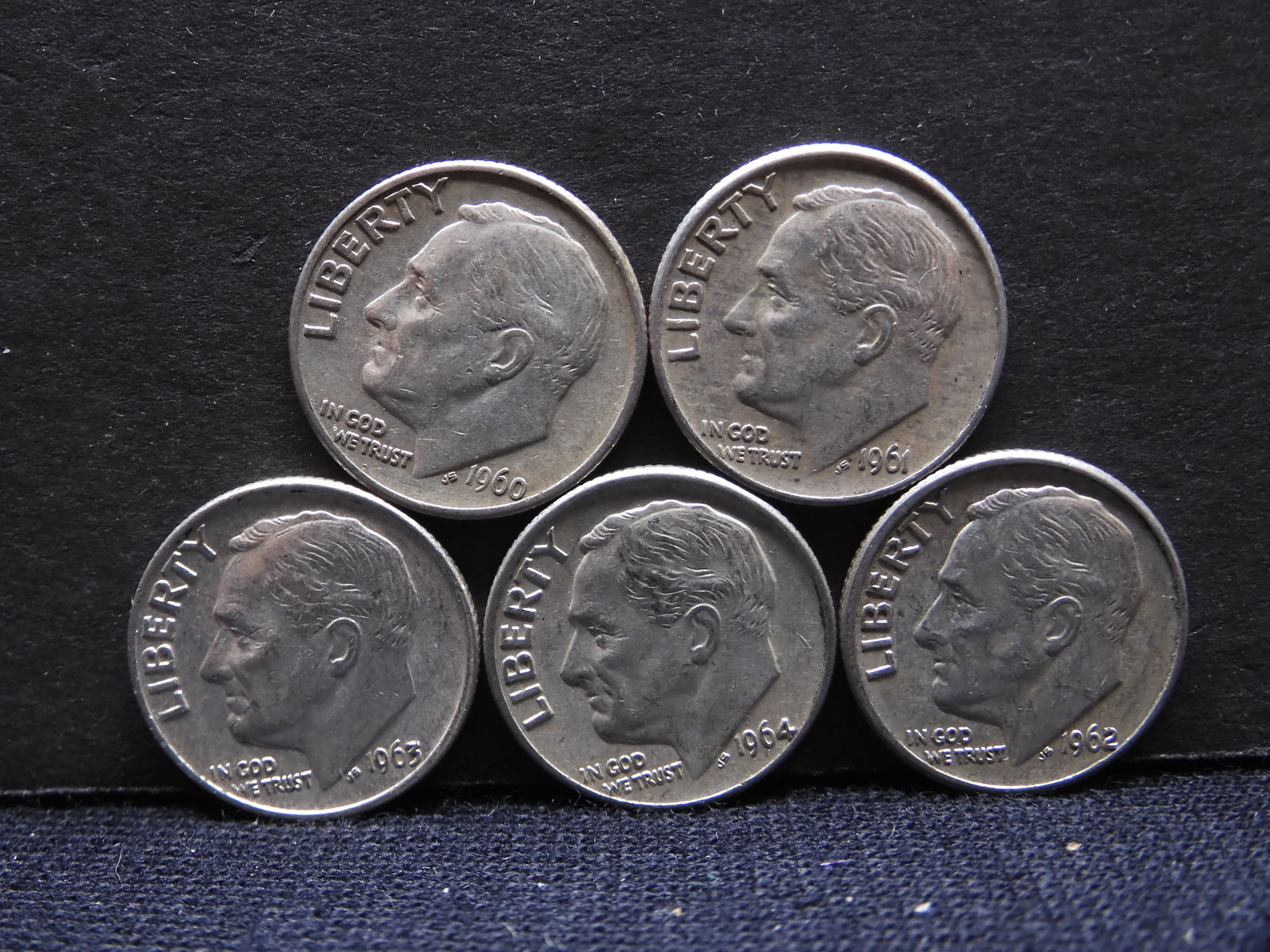 5 Consecutive (1960/1961/1962/1963 & 1964, UNC-BU), 90% Silver, Roosevelt Dimes (1 of 1)