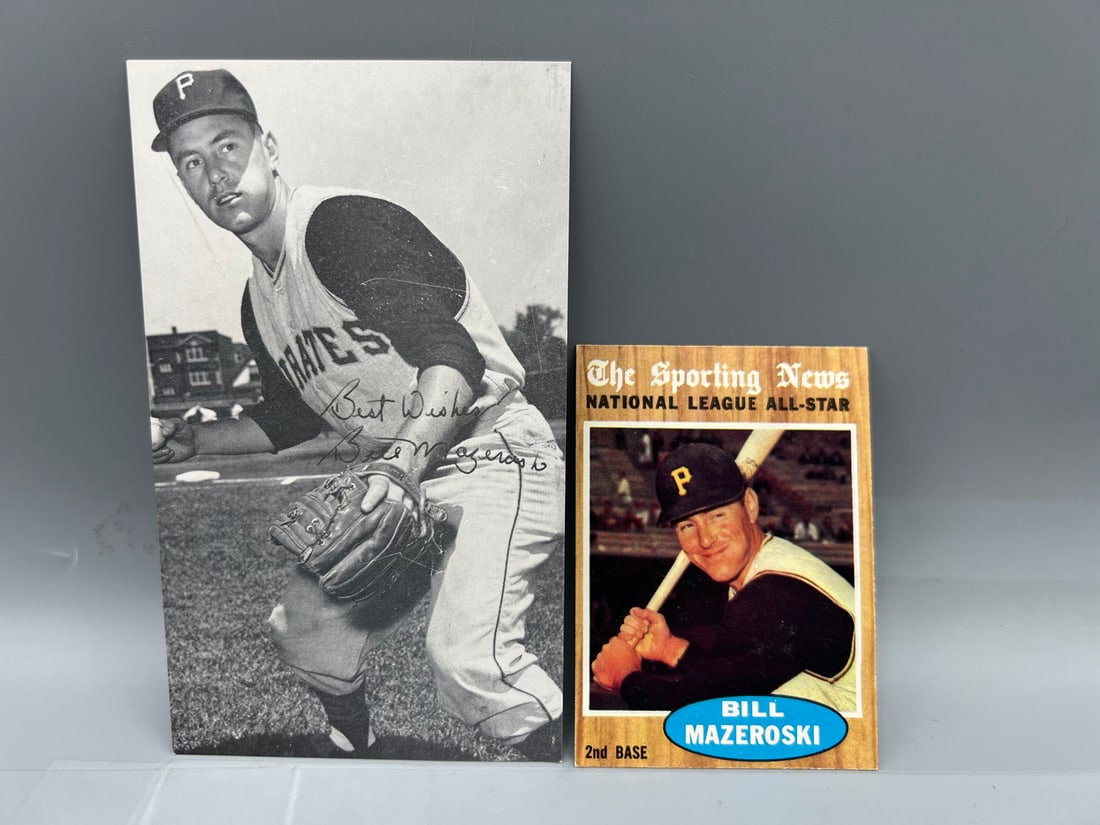1962 Topps #391 Bill Mazeroski and 1960's Mazeroski Post Card Lot (1 of 2)
