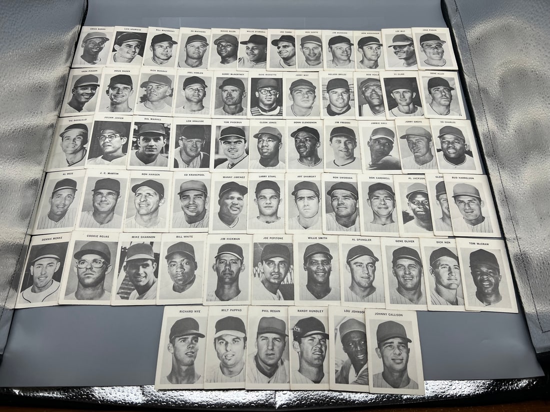 1969 Milton Bradley Baseball Game Card Partial Set (63) w/ Ernie Banks & Stars - cards have writing (1 of 7)