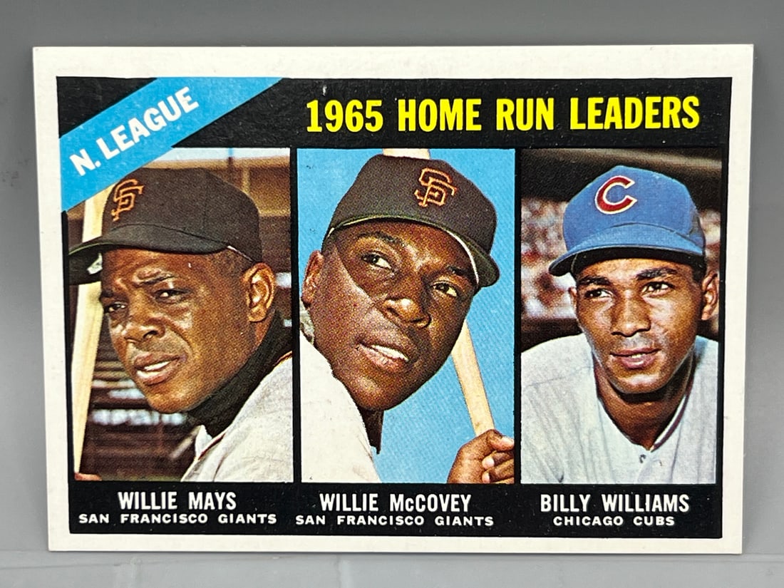 1966 Topps #217 NL Home Run Leaders w/ Willie Mays, Willie McCovey and Billy Williams (1 of 2)