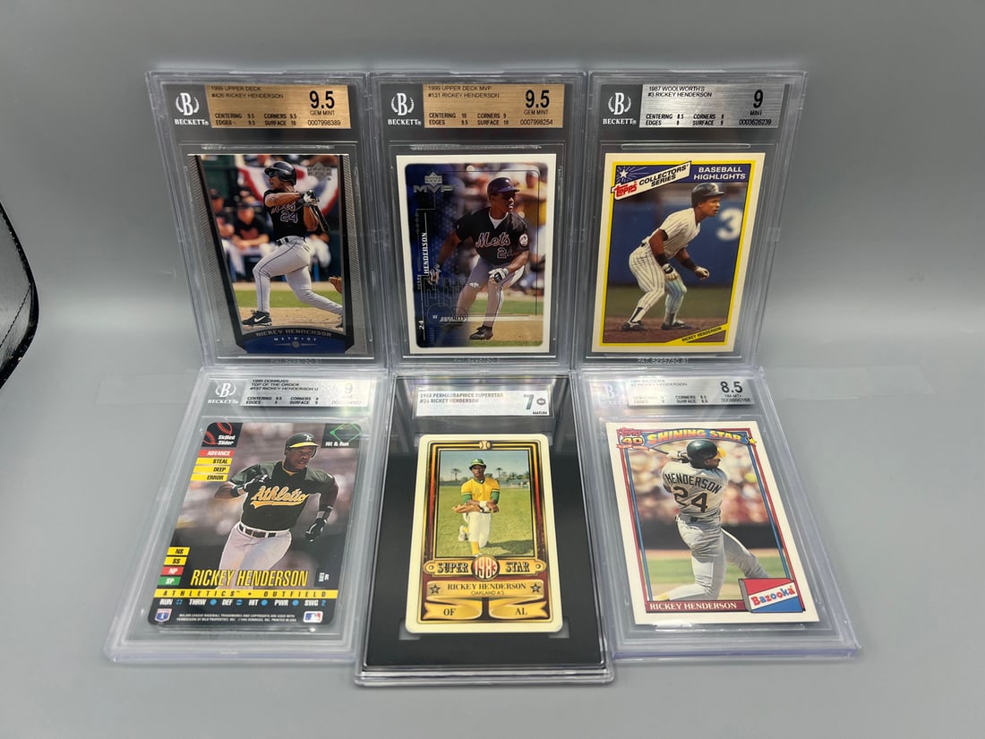 Rickey Henderson Beckett & SGC Graded Card Lot (6) (1 of 2)