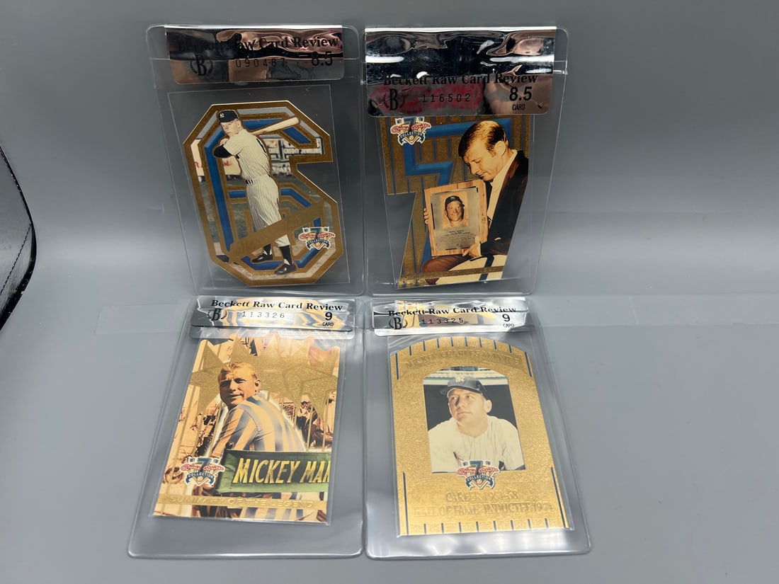 Mickey Mantle Insert Card (Lot of 4) - Two Graded Beckett Raw 9 and Two Becket Raw 8 (1 of 2)