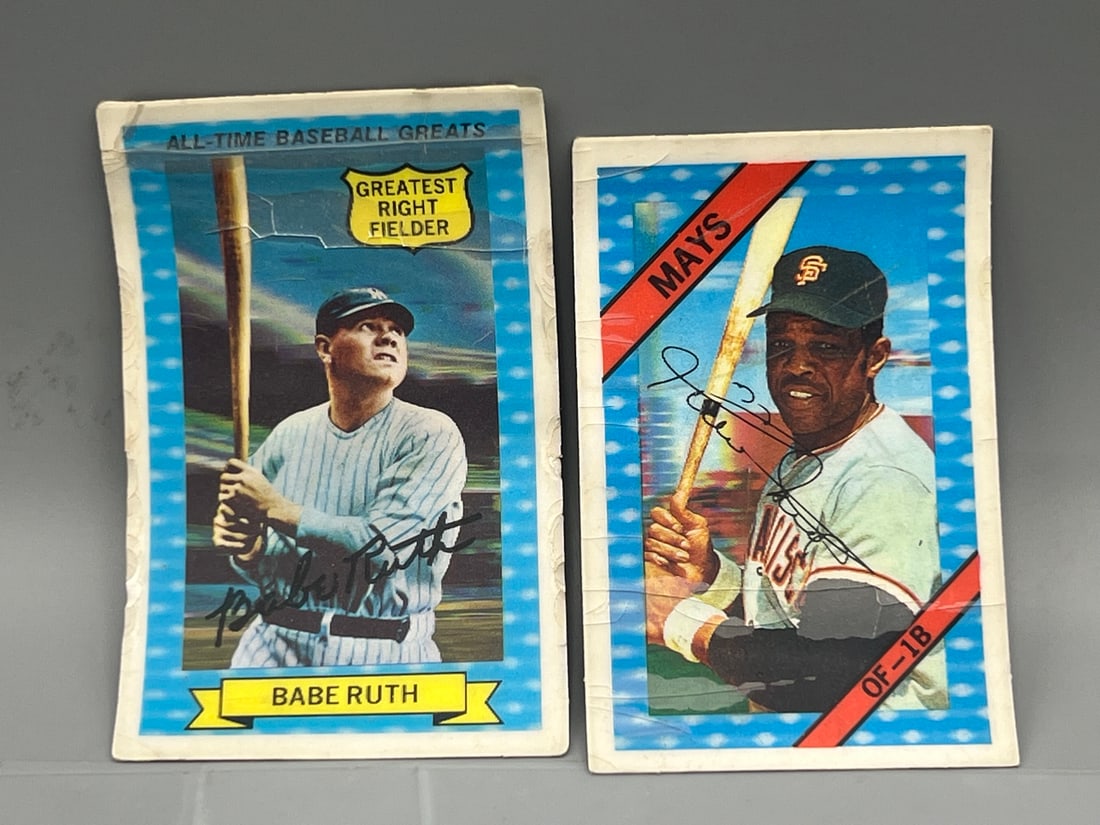 1972 Kellogg's Baseball Card Lot (2) #14 Babe Ruth and #54 Willie Mays (1 of 2)