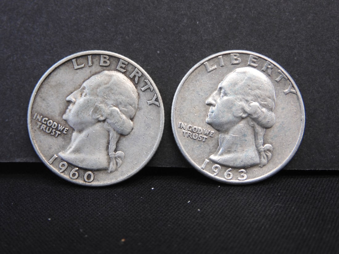 1960-D + 1963-D Silver Washington Quarters (1 of 2)