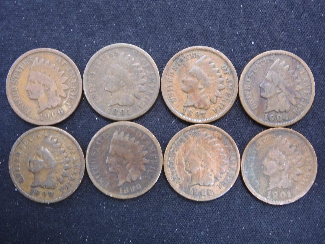 1890, 91,97,99 1901, 02,04,06 Indian Head Cents (1 of 2)