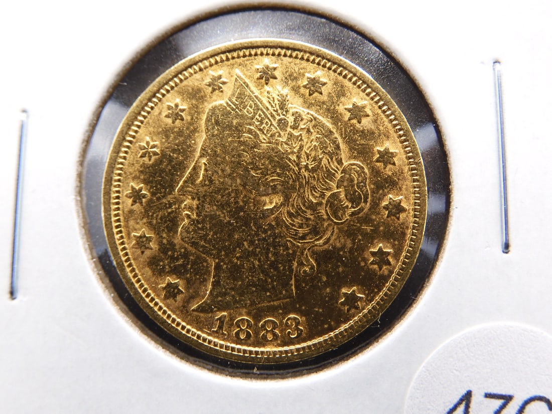 1883 Gold Layered Racketeer Liberty head V Nickel: 1883 Gold Layered Racketeer Liberty head V Nickel
