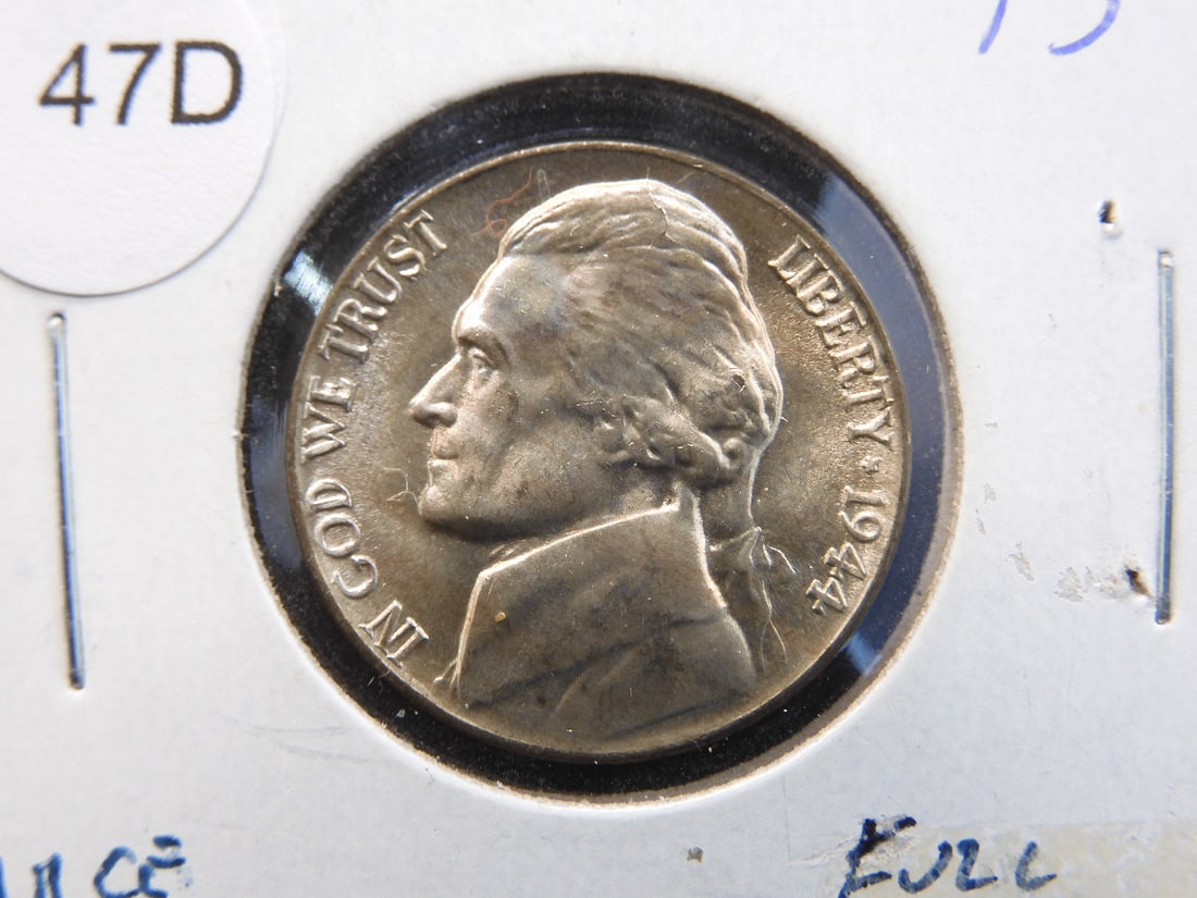 1944-P Jefferson 5c. Nice UNC. Full Steps (1 of 3)