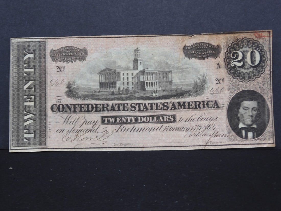 1864 Confederate States of America $20 Note (1 of 4)