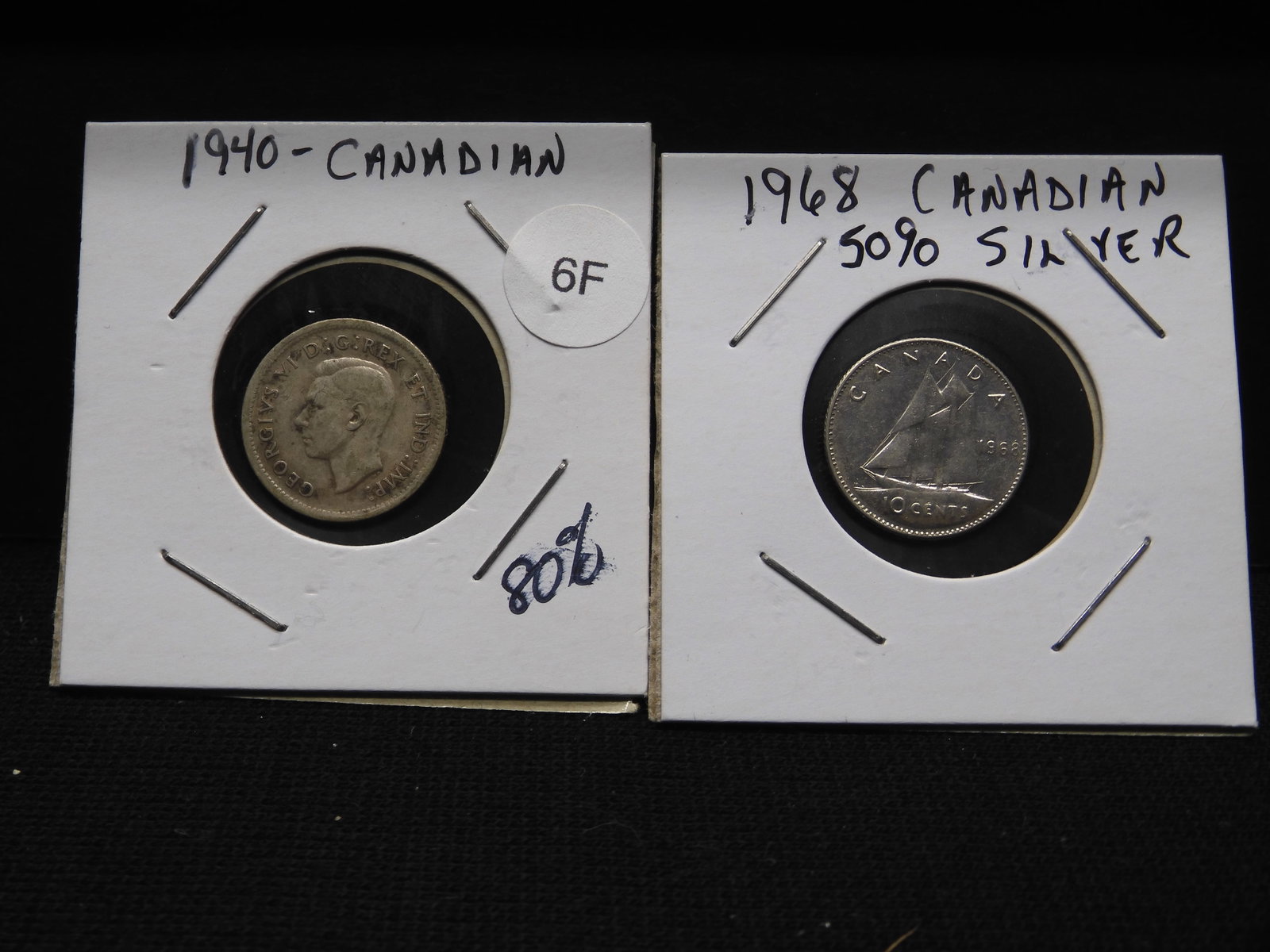 1940 80% + 1968 50% Silver Canadian 10 Cents: 1940 80% + 1968 50% Silver Canadian 10 Cents