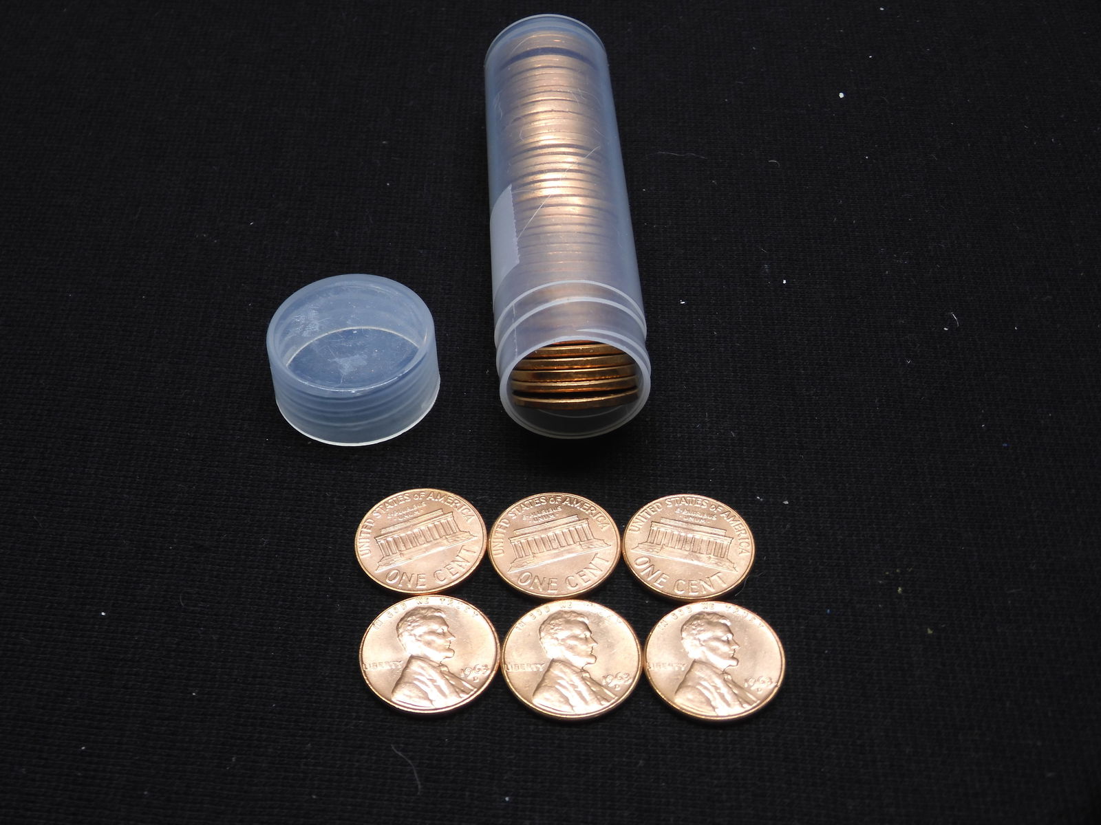 Tube of 1963-D Red BU Copper Lincoln Memorial Cents (1 of 3)