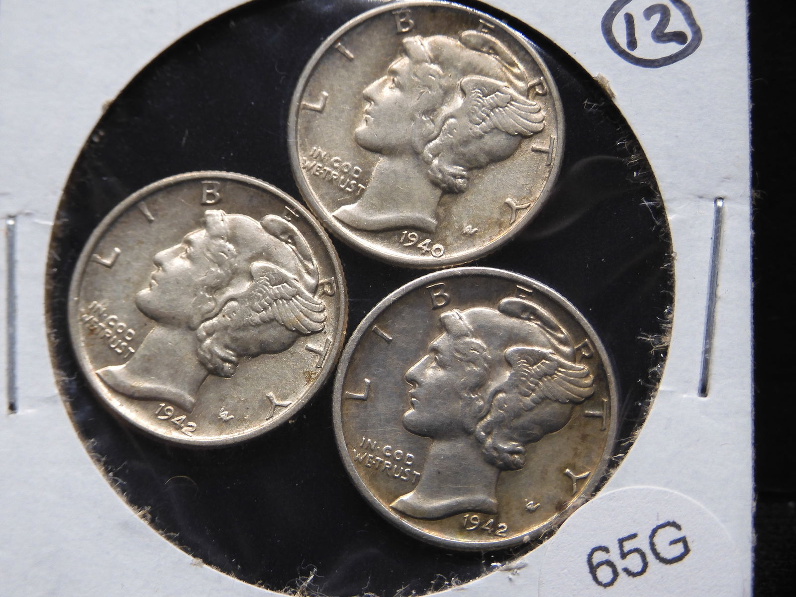 1940,1942,1942 BU Mercury Dimes. SUPER SET. VERY High Grades (1 of 3)