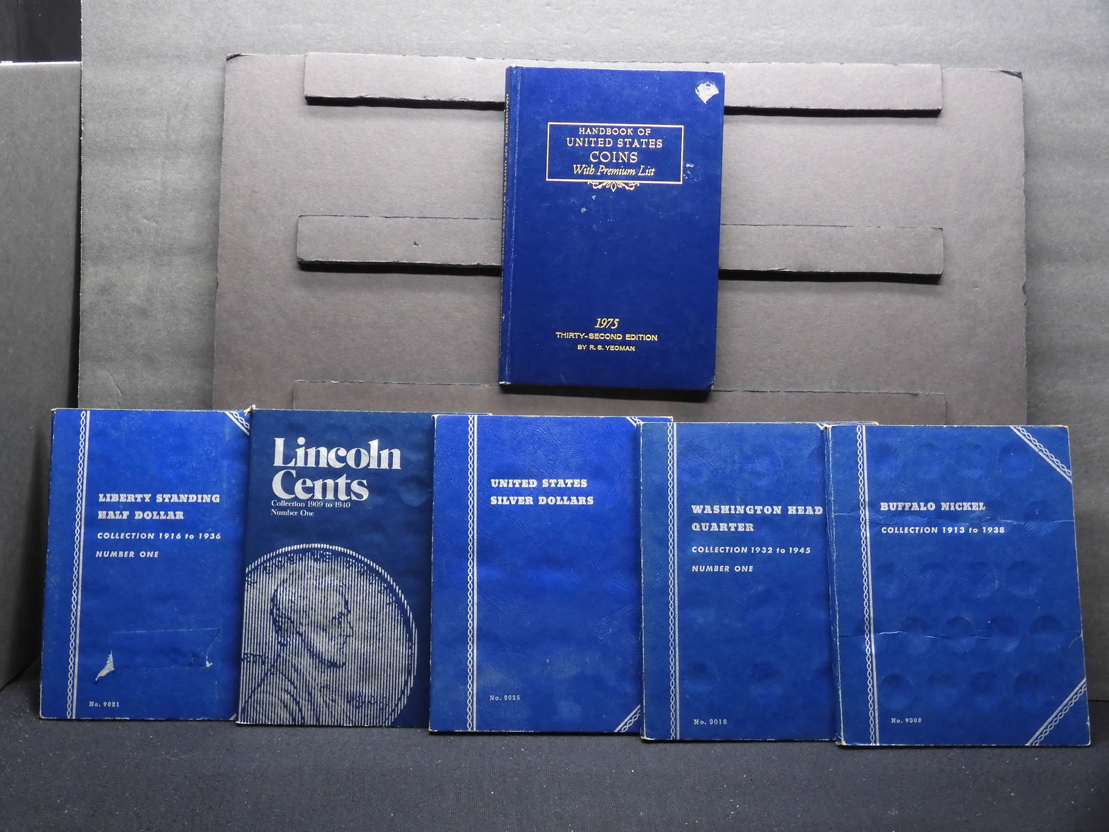 Assortment of 5 EMPTY Whitman Punch-In Coin Folders. Dollars, 1/2 Dollars, Buffalo Nickels, Cents & (1 of 6)