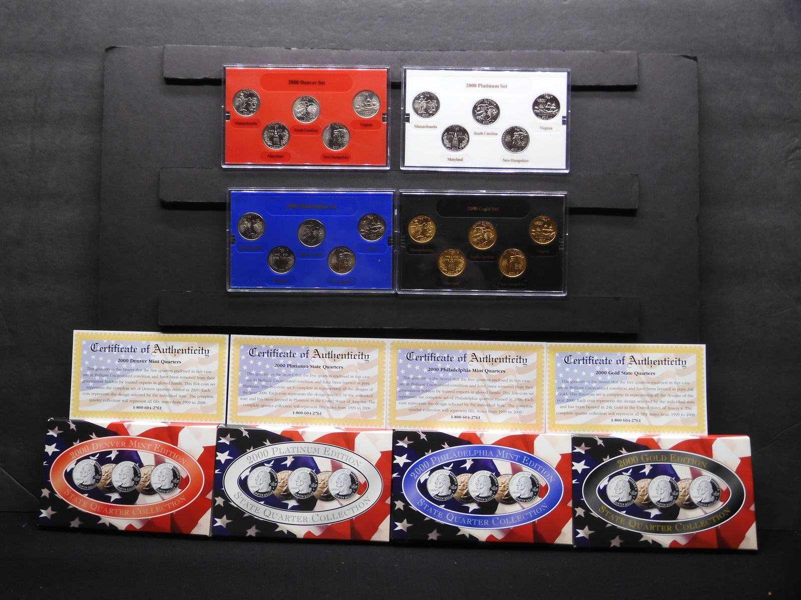 4 Different Variety Sets of the 2000 State Quarters - P&D, Platinum Layered & Gold Layered (1 of 7)
