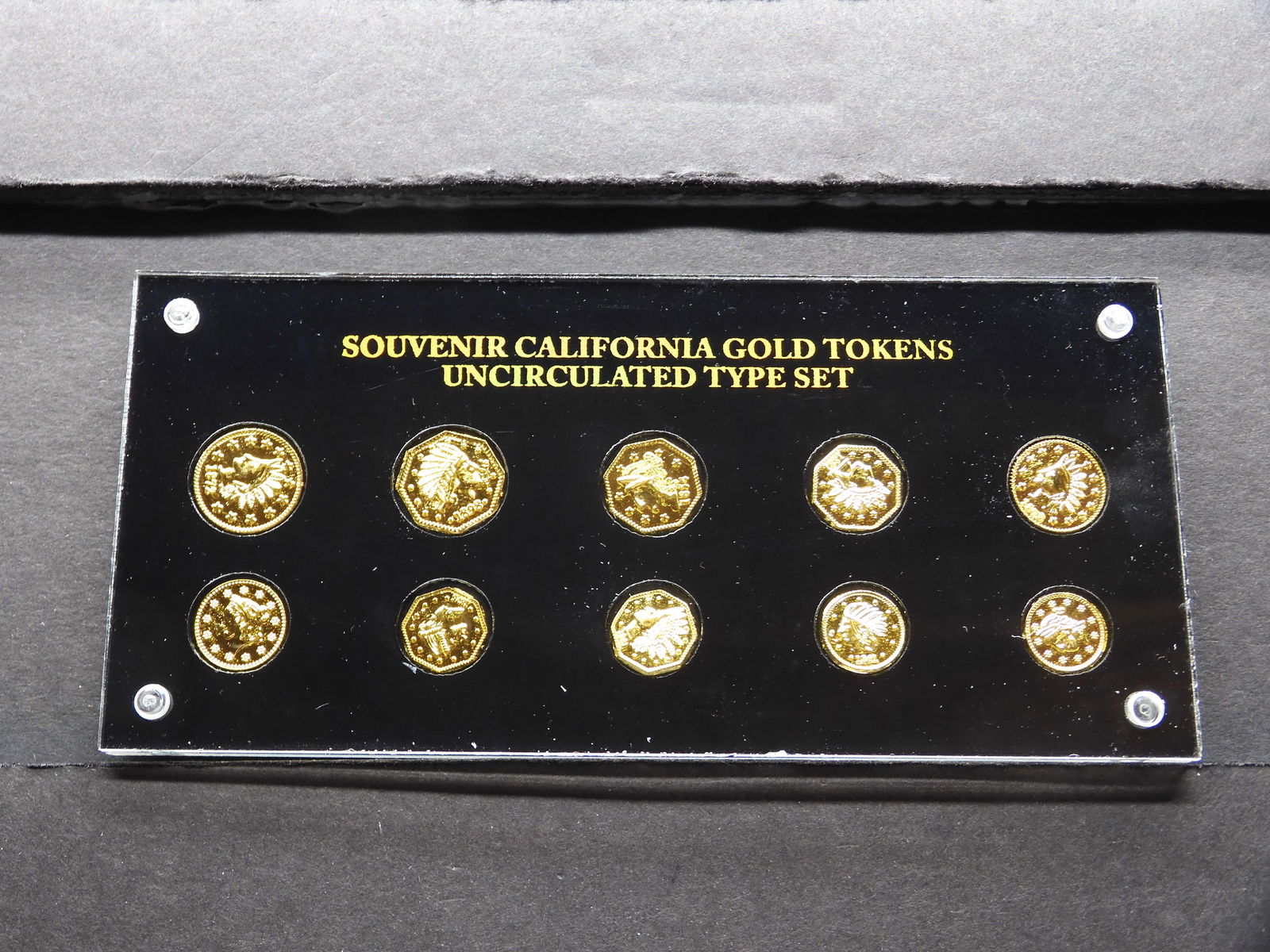 REPLICA- NO GOLD- Souvenir California Gold Tokens Uncirculated Type Set (1 of 2)