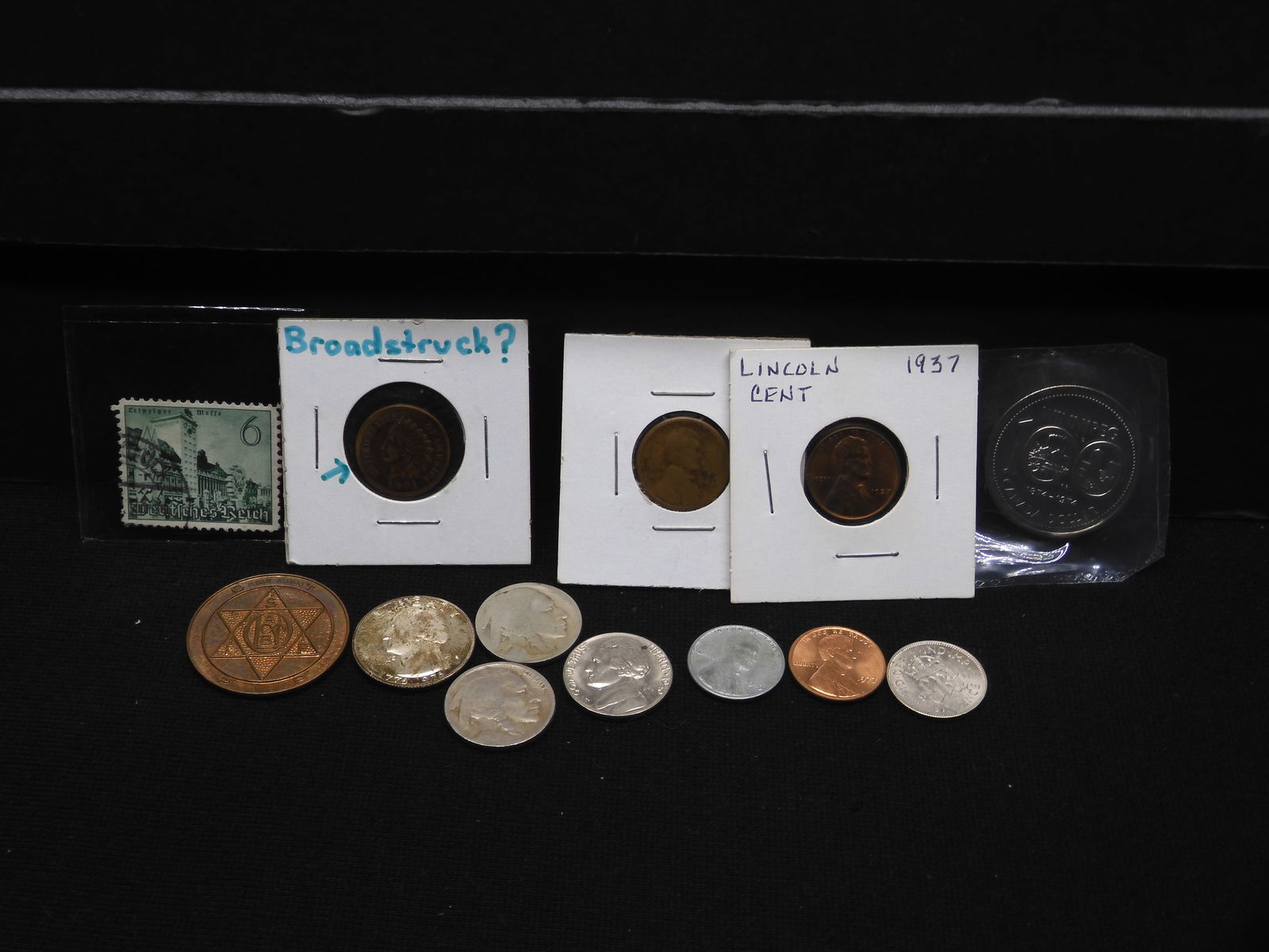 Misc. Lot of Coins, Tokens, Stamp, Etc. (1 of 8)