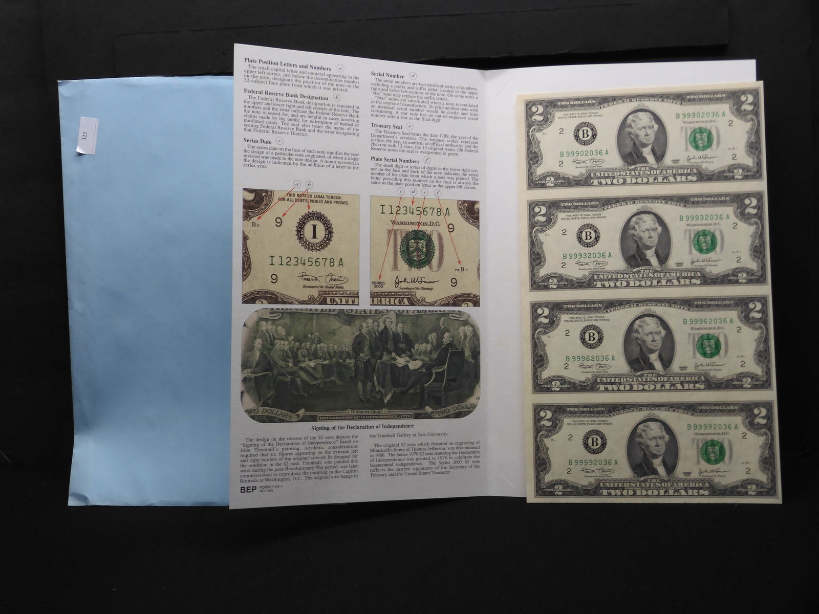 UNCUT Sheet of 4 - Series 2003 $2.00 Notes - OGP (1 of 6)