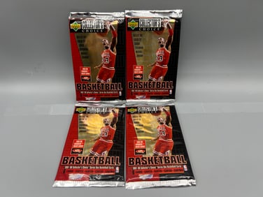 Lot of (4) 1997-98 Upper Deck Series 1 Basketball Unopened Wax Packs - Possible Tim Duncan Rookies