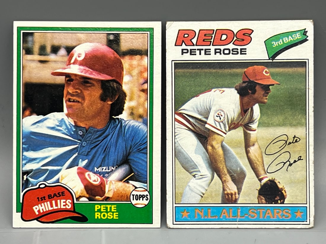 1981 Topps Pete Rose #180 & 1977 Topps Pete Rose #450: 1981 Topps Pete Rose #180 & 1977 Topps Pete Rose #450