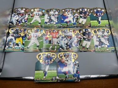 Lot of (14) 1996 Pacific Collection Football Oversized Die Cut Cards W/ Some Stars - Varying