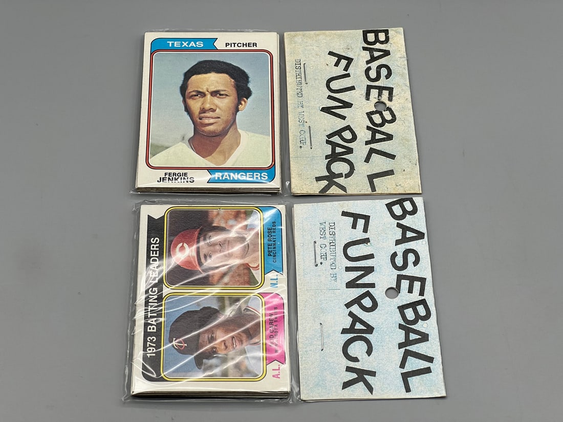 Lot of (2) West Corp. Cello Fun Pack Repack 1974 Topps Baseball Unopened Packs W/ Fergie Jenkins, (1 of 2)