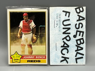 West Corp. Cello Fun Pack Repack 1976 Topps Baseball Unopened Pack W/ Johnny Bench On Front